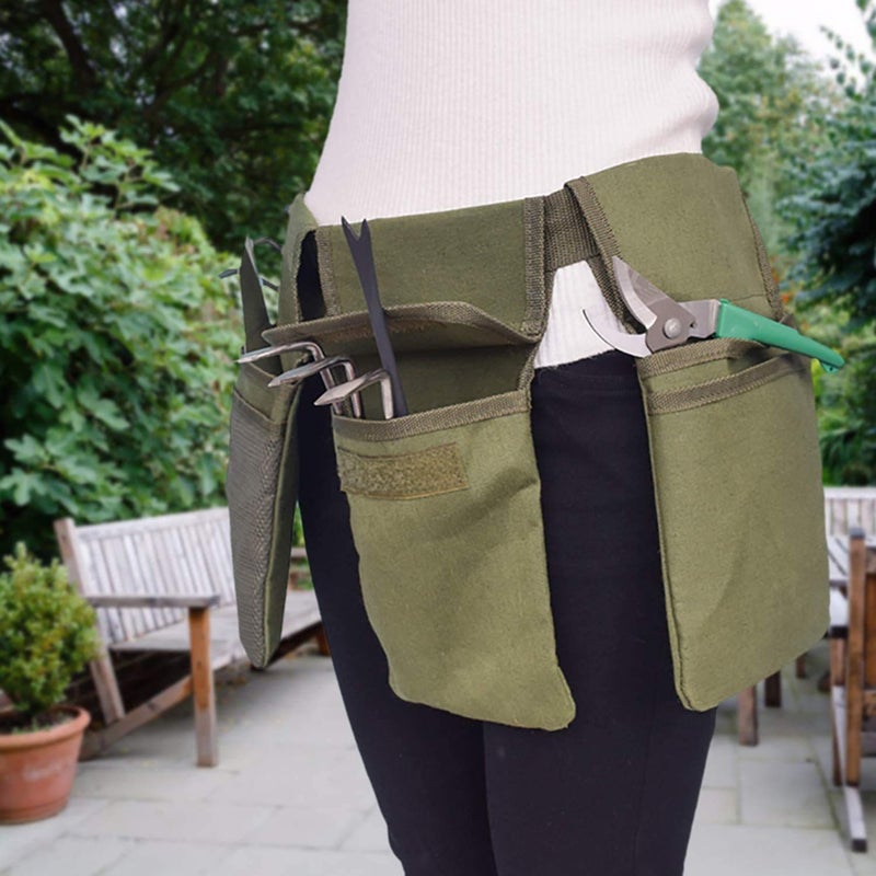 COCO Park Gardening Tool Belt Bag - Canvas Waist Tool Apron Organizer Hanging Pouch with 4 Pockets for Gardeners Picking Fruit Weeding, Fits Women & Men, Waterproof, 1 Pcs - Image 5